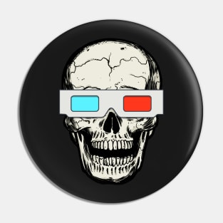 SKULL WITH 3D GLASSES Pin