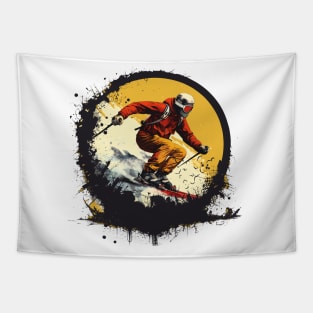 cool design of man skiing Tapestry