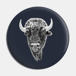 Buffalo Head Portrait Pin