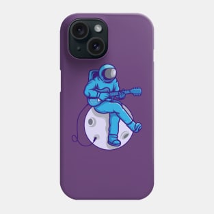 Astronaut playing Guitar On The Moon Phone Case