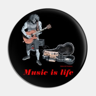 Living Dead Music Is Life Musician Art Pin