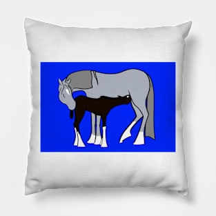 Mare and Foal 10 Pillow