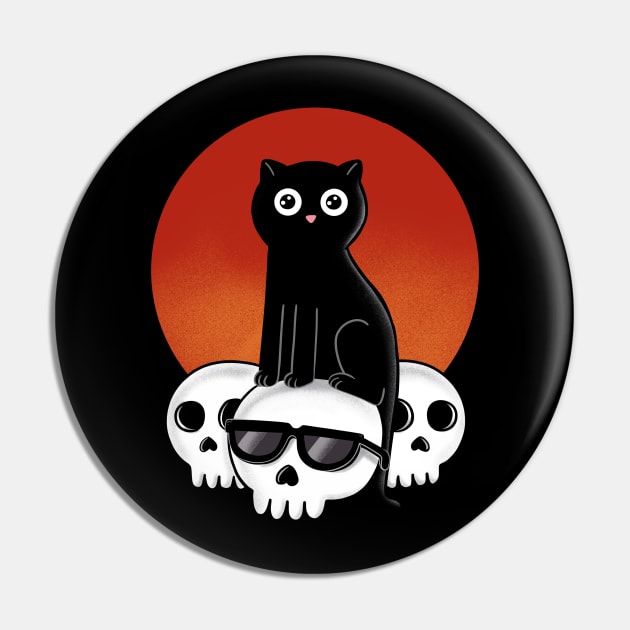 Cat and skulls Pin by coffeeman
