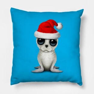 Baby Arctic Seal Wearing a Santa Hat Pillow