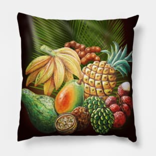 Exotic Fruits Still Life Color Pencils Art Pillow