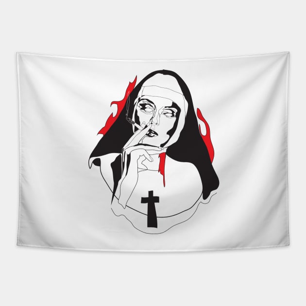 Smoking Nun - Break the Habit Tapestry by LizzyM