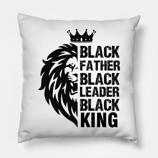 Black Father, Black Leader, Black King, Lion Pillow by UrbanLifeApparel