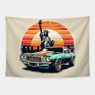 Camaro with Statue of Liberty Tapestry