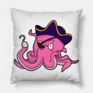 Octopus as Pirate with Hooked hand & Eye patch Pillow