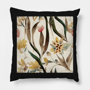 Boho Vintage Watercolor Floral Botanical Design Pillow