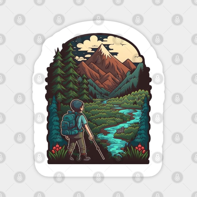 Beautiful Hiker Motif - Buy and Plant a Tree Magnet by Greenbubble