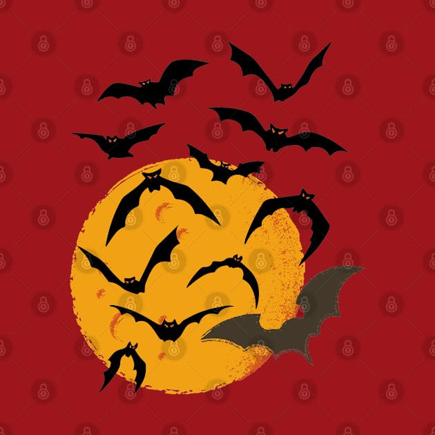 Halloween Moon Bats by ShubShank