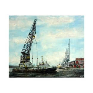 PLA CRANE SHIP SAMSON IN VICTORIA DOCKS  LONDON T-Shirt