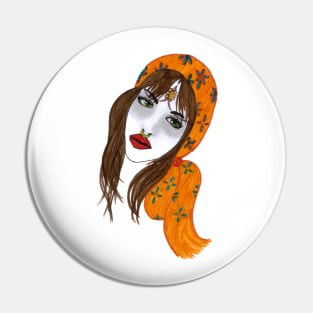 Orange Head Wrap Nose Ring Girl Pin