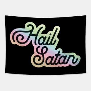 Hail Satan Rainbow, Satan Script letters Tapestry