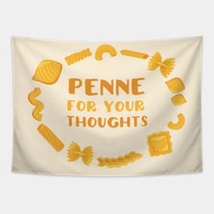 "Penne for your Thoughts" - pasta pun in yellow - Food of the World: Italy Tapestry