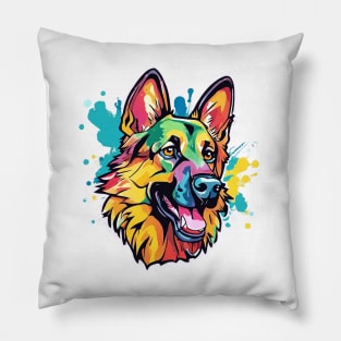 Rainbow Shepherd: A Colorful and Playful German Shepherd Design Pillow