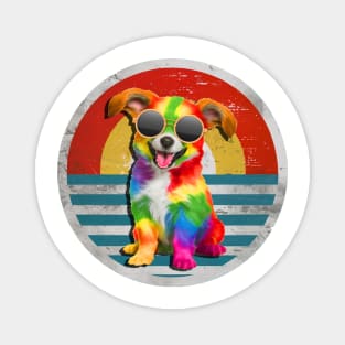 Retro Vintage Aesthetic Hippie Dog Magnet