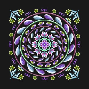 Botanical Mandala on Violet T-Shirt