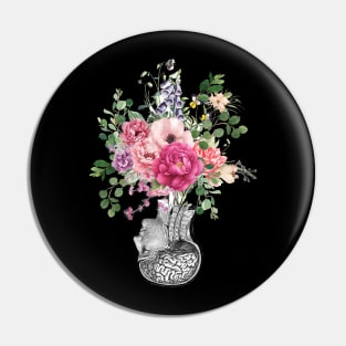 Brain human anatomy,Floral, pink apricot roses, mental Pin