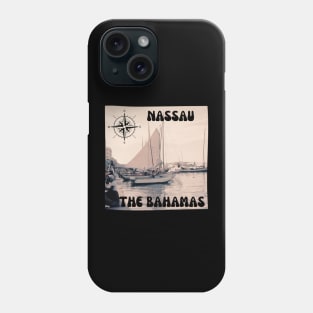 1960s Harbor Sailboat Scene in Nassau, The Bahamas Phone Case