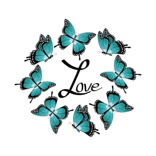 Love - Blue Butterflies T-Shirt