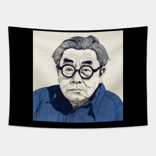 Asian painting. Old man in eyeglasses Tapestry