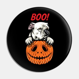 Halloween Pumpkin American Bulldog Pin