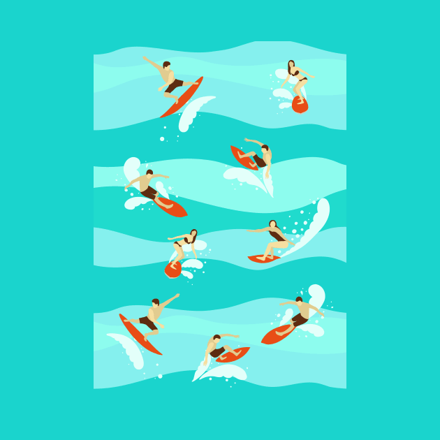 Surfers on the Waves. by Irina Skaska