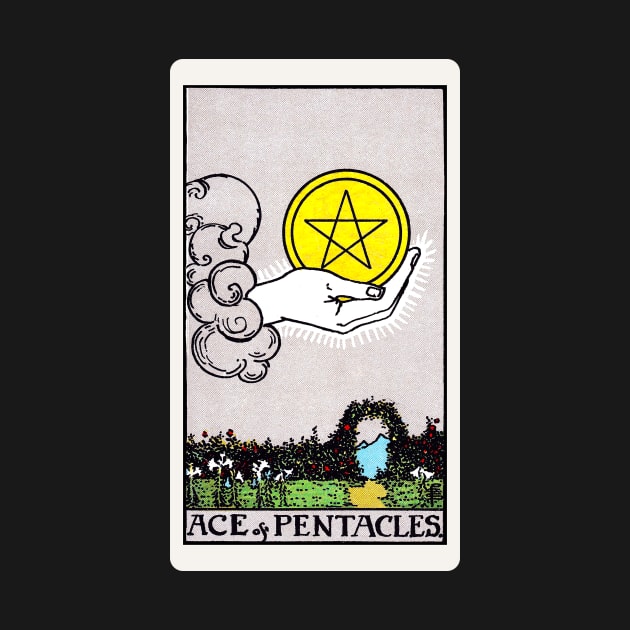 Card #64 - Ace Of Pentacles - Rider Waite Smith Tarot by RetroFitted