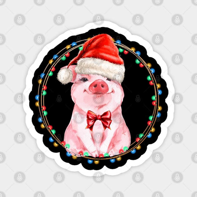 Sweet Pig with Santa Hat Pig Lover Christmas Gift Magnet by Dibble Dabble Designs