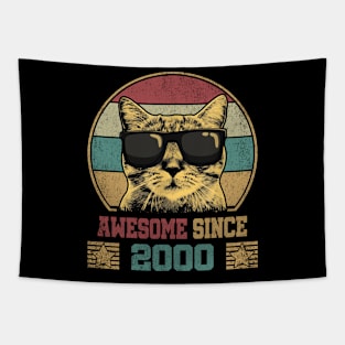 Awesome Since 2000 24th Birthday Gift Cat Lover Tapestry