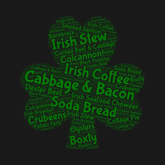 St. Patrick's Day Irish Foods Word Cloud Shamrock by BubbleMench