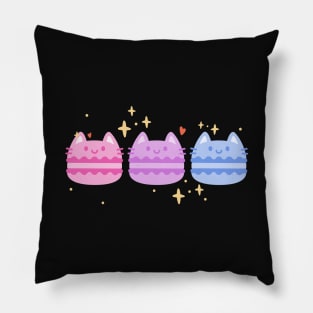 Cute Bisexual Macaron Cats Pillow