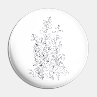 Larkspur flower drawing Pin