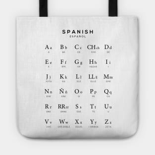 Spanish Alphabet Chart, Espanol Language Chart, White Tote