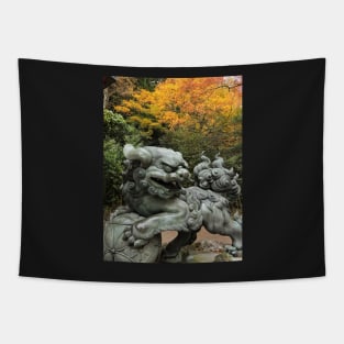 Shishi Statue at a Japanese Shrine Tapestry