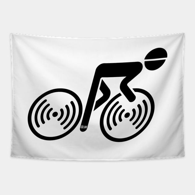 Racing Cyclist (Racer, Road Bike, Bicycle / L–>R / Black) Tapestry by MrFaulbaum