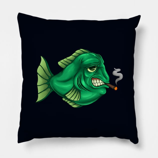 Smoking Fish Pillow by Yadoking