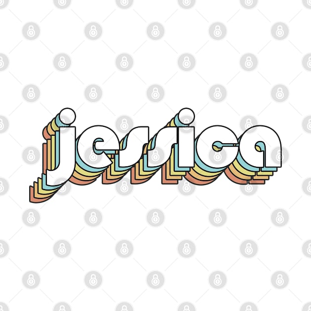 Jessica - Retro Rainbow Typography Faded Style by Paxnotods