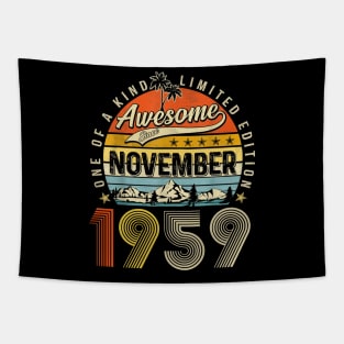 Awesome Since November 1959 Vintage 64th Birthday Tapestry