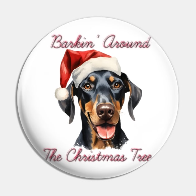 Christmas Doberman Pinscher Dog in Santa Hat Pin by Pawsitive Curios