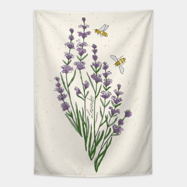 Wildflower Lavender honey bee Tapestry by DenesAnnaDesign