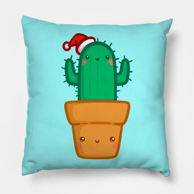 Christmas Cactus - Kawaii Cactus - Cute Cactus Pillow by perdita00