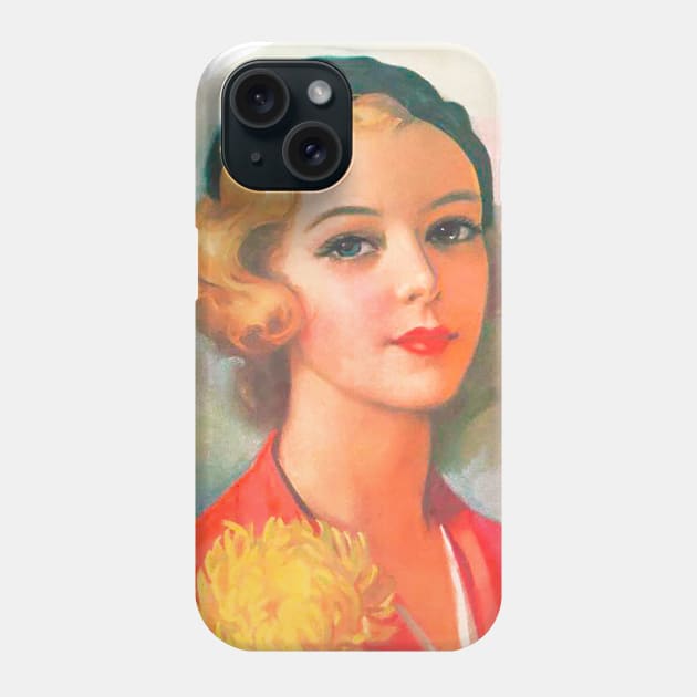 vintage drawing of chic blonde girl with beret Phone Case by Marccelus