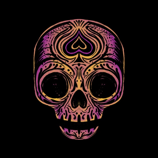 Sugar Skull - pink yellow by RudeOne