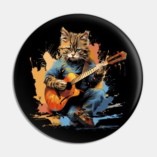 Cat playing guitar Pin