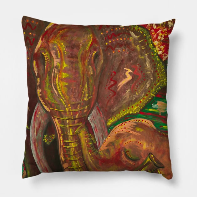 Elephantes Terribles Pillow by Austin Floyd Artwork