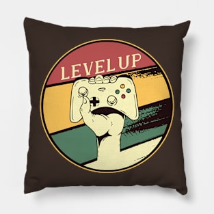 Gaming Level Up Nerds Vintage Retro Style Design Pillow