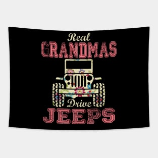 Real Grandmas Drive Jeeps Cute Flower Jeep Floral Jeeps Women/Kid Jeep Lover Jeep Girl Tapestry